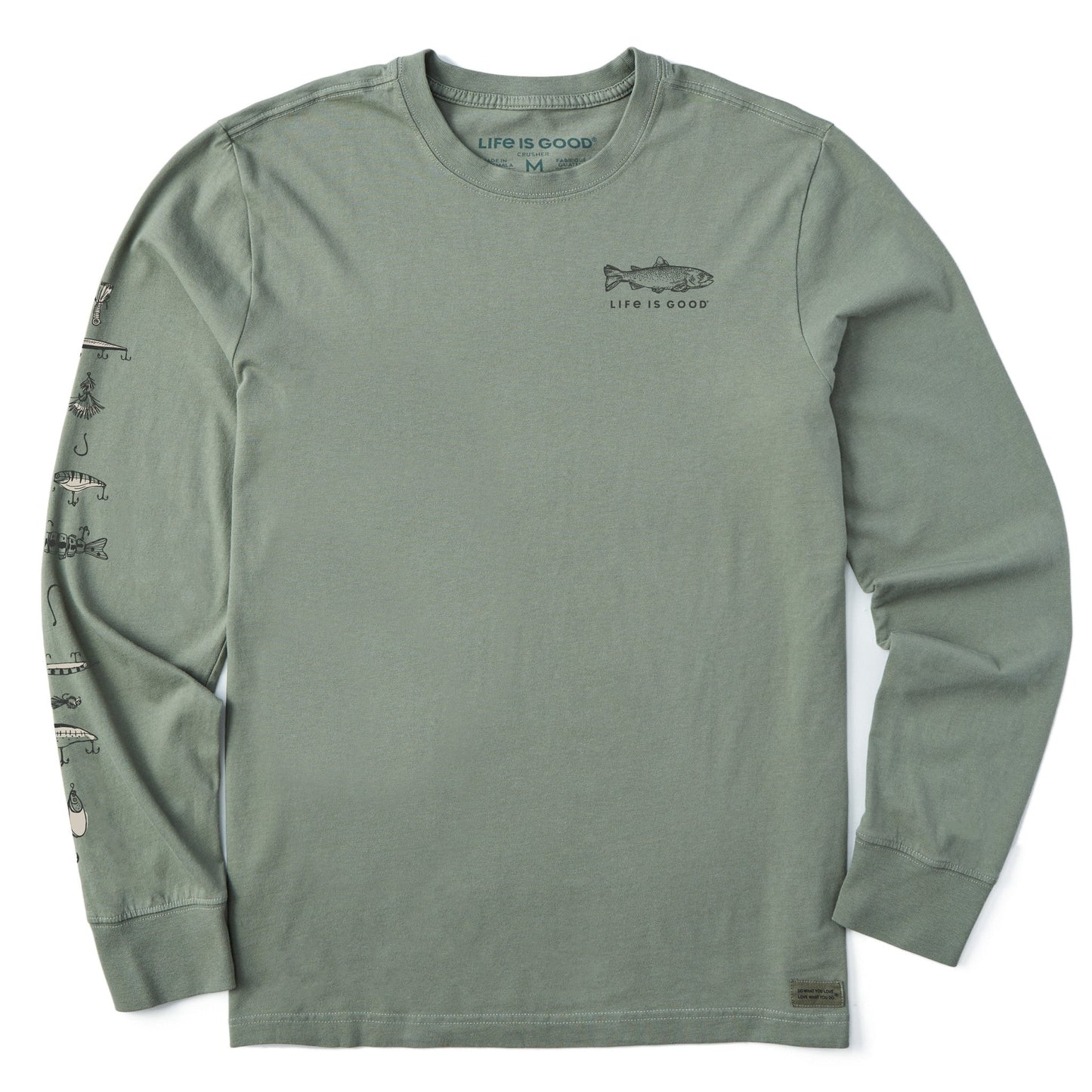 Men's Etched Simple Fish Long Sleeve Crusher Tee