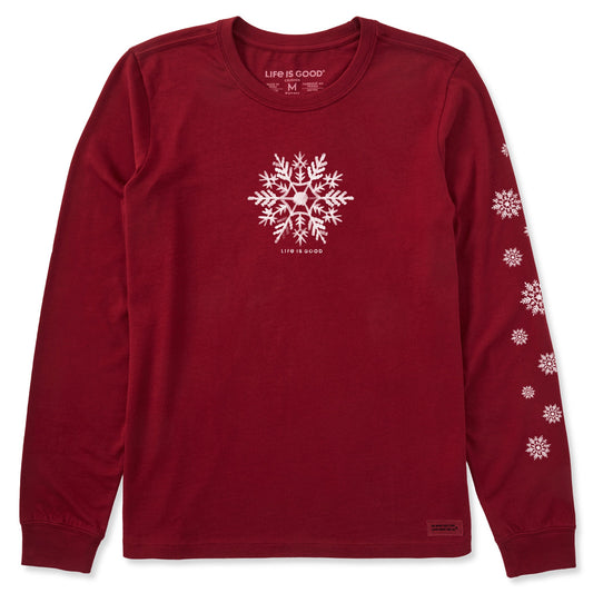 Women's Watercolor Snowflake Long Sleeve Crusher Tee