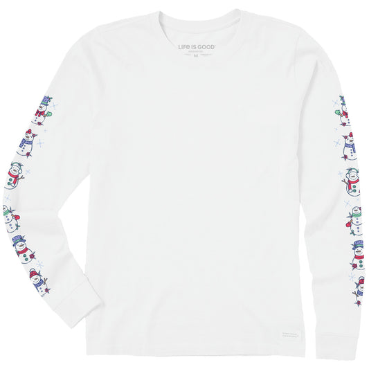 Women's Cute Snowmen Long Sleeve Crusher Tee