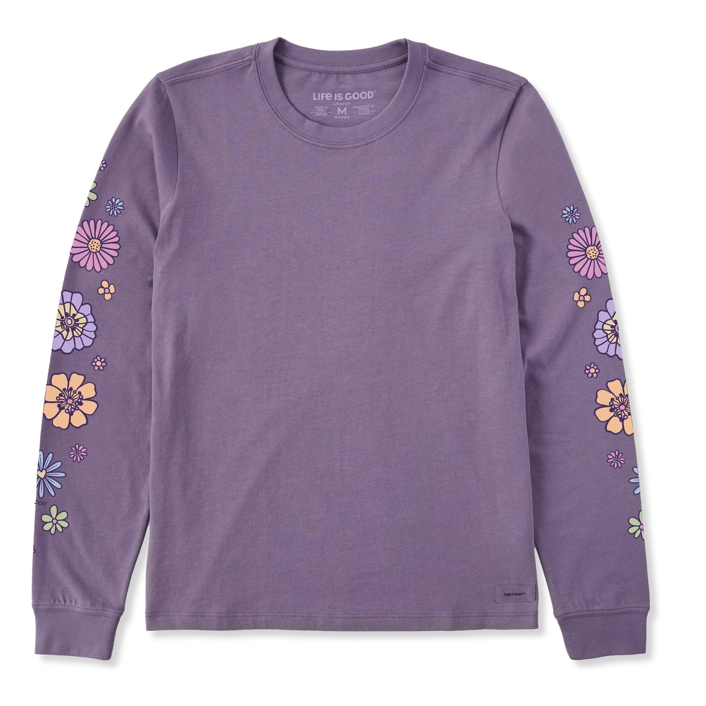 Women's Retro Flowers Long Sleeve Crusher Tee