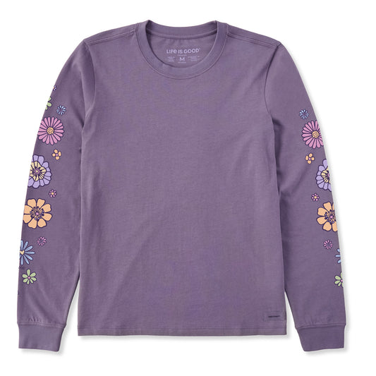 Women's Retro Flowers Long Sleeve Crusher Tee