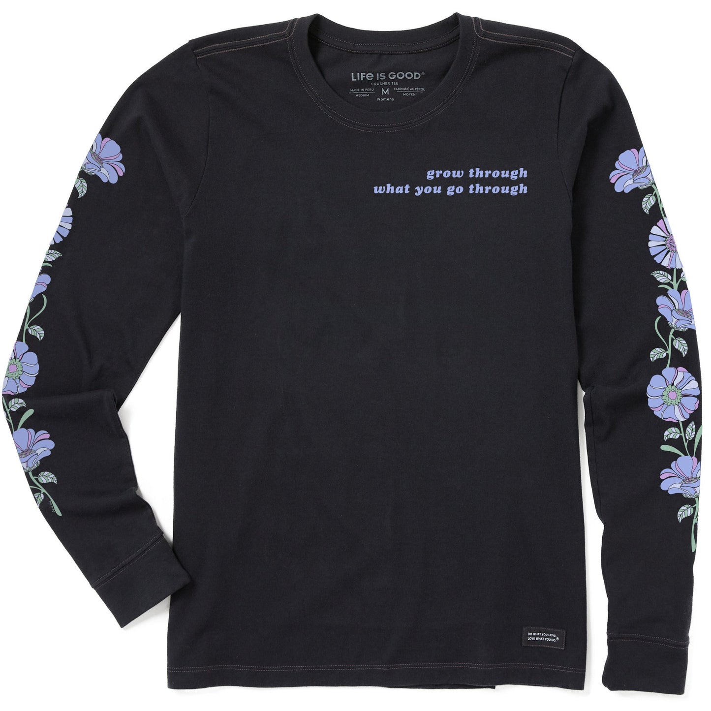 Women's Grow Through Retro Flowers Long Sleeve Crusher Tee