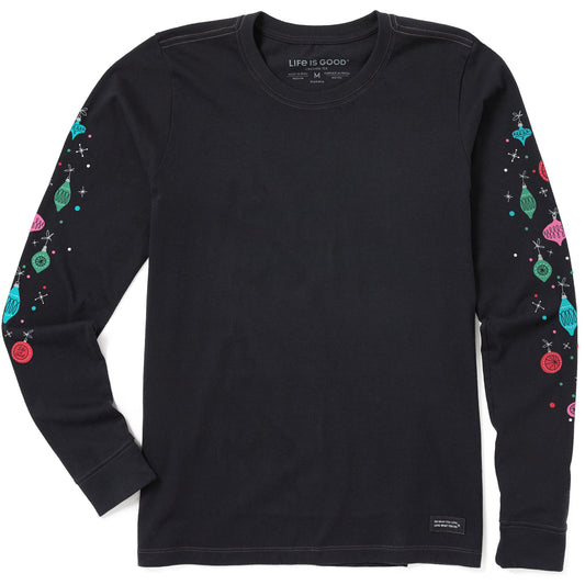 Women's Retro Ornament Sleeve Long Sleeve Crusher Tee