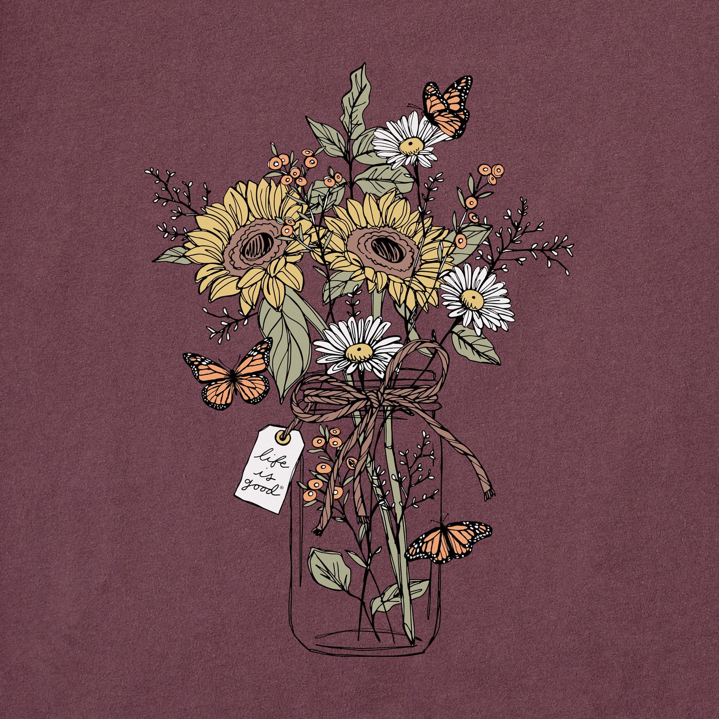 Women's Sunflower Monarch Jar Long Sleeve Crusher Tee
