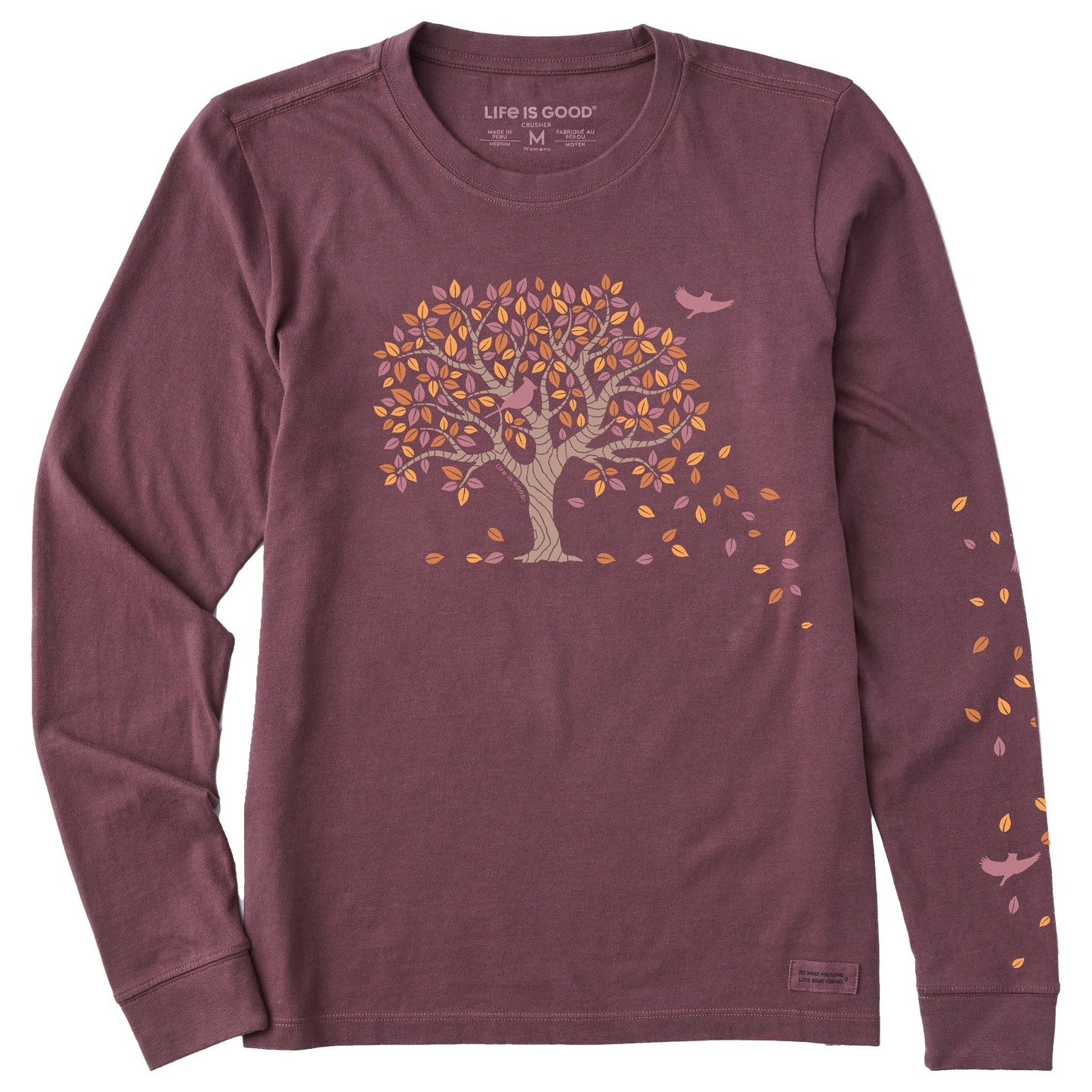 Women's Autumn Tree Leaves Long Sleeve Crusher Tee