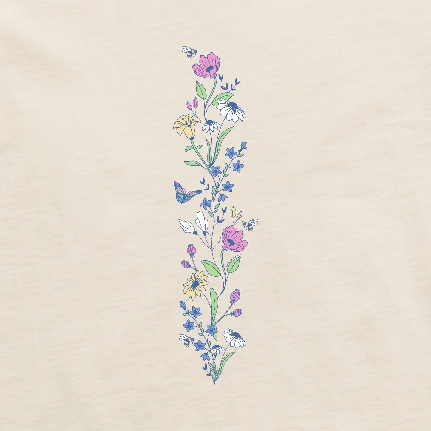 Women's Wildflowers and Bees Long Sleeve Crusher Tee