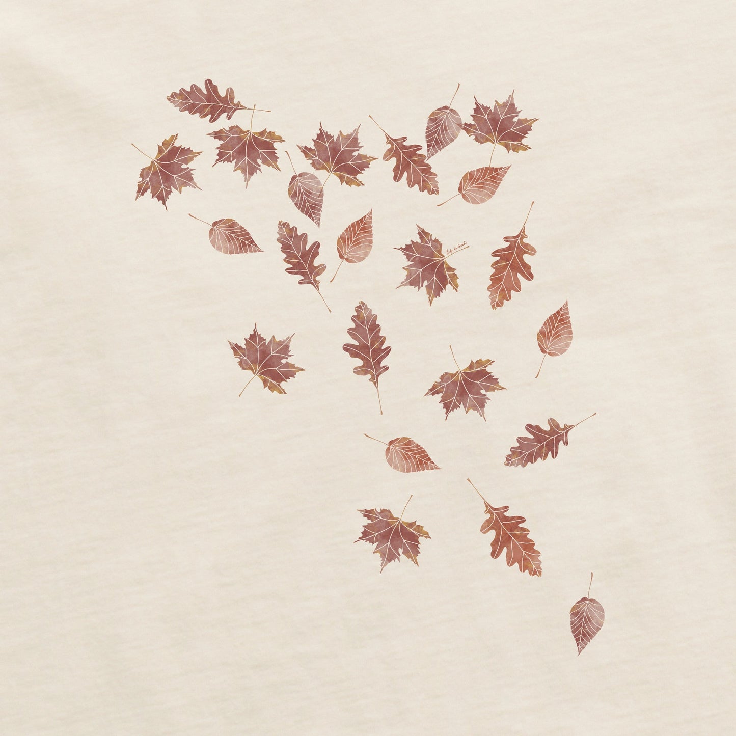 Women's Cascading Watercolor Leaves Long Sleeve Crusher Tee