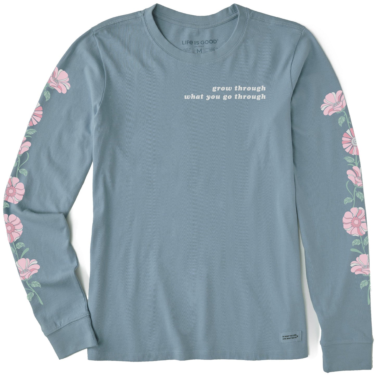 Women's Grow Through Retro Flowers Long Sleeve Crusher Tee