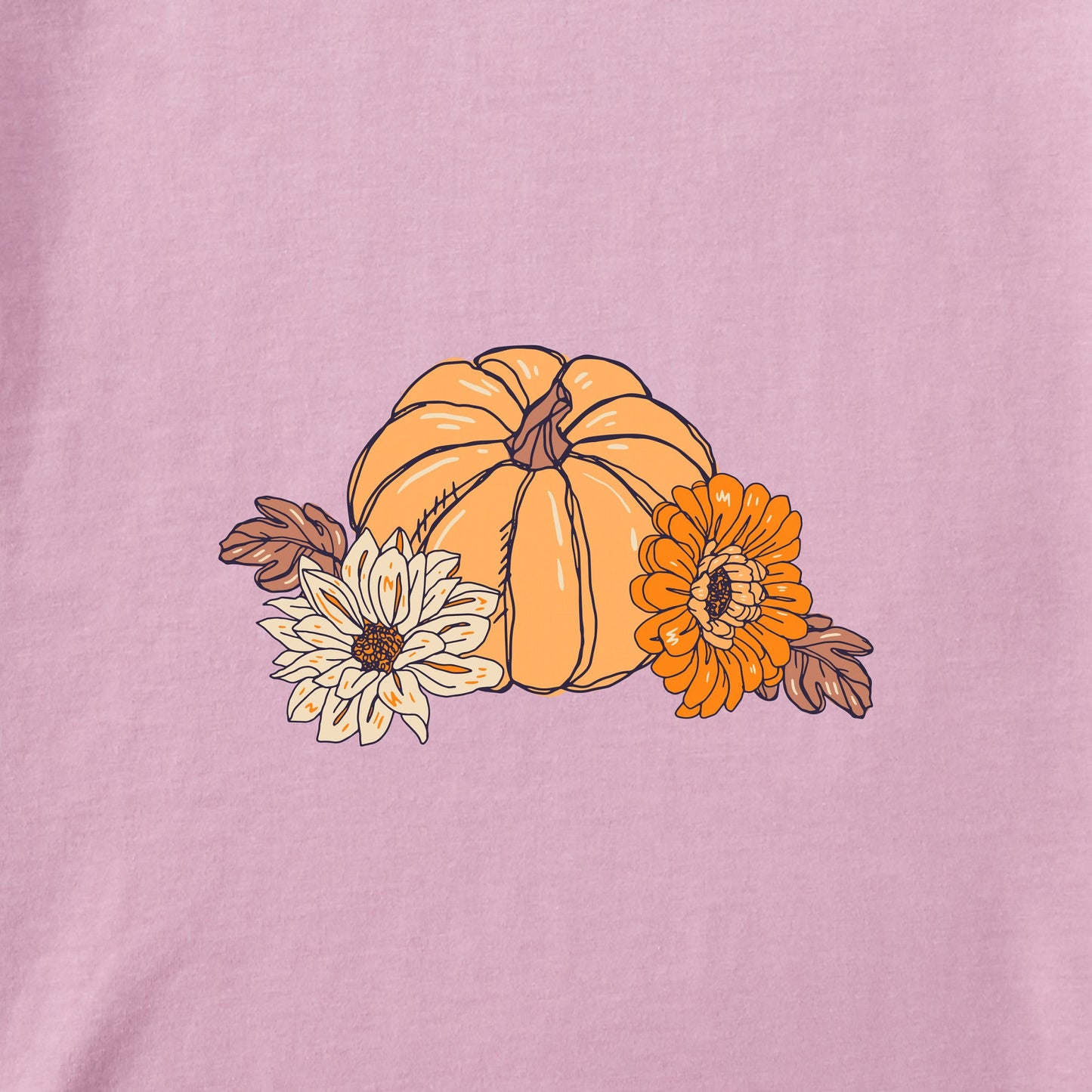 Women's Autumn Floral Pumpkins Long Sleeve Crusher Tee