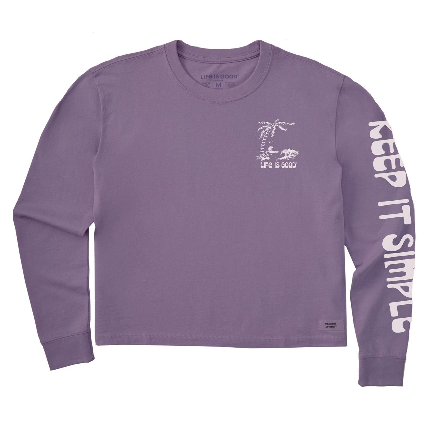 Women's Tropical Beach Scene Long Sleeve Crusher Boxy Tee