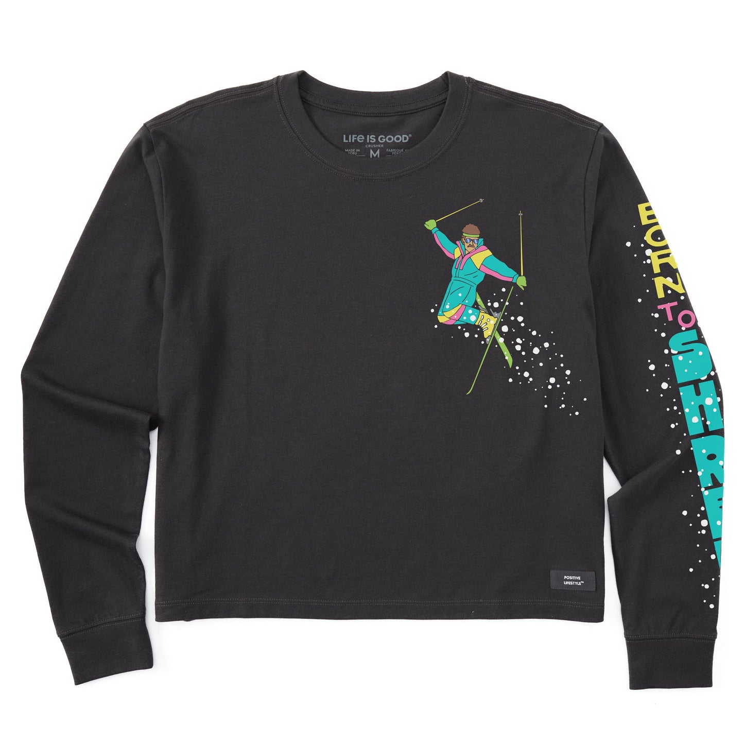 Women's Born to Shred Skiier Long Sleeve Crusher Boxy Tee