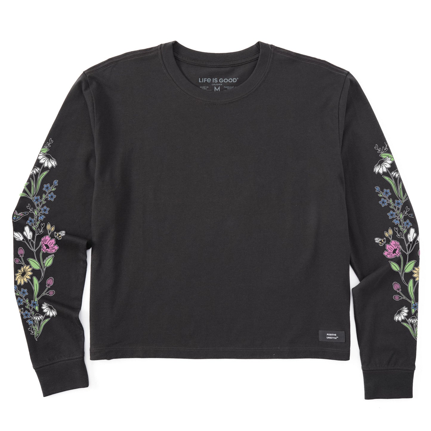 Women's Wildflowers and Bees Long Sleeve Crusher Boxy Tee