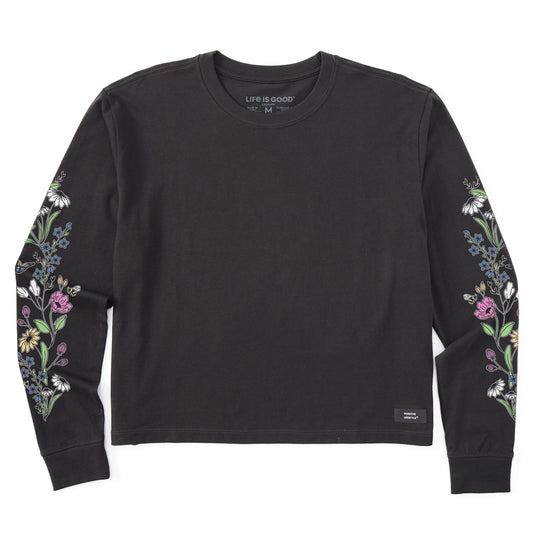 Women's Wildflowers and Bees Long Sleeve Crusher Boxy Tee