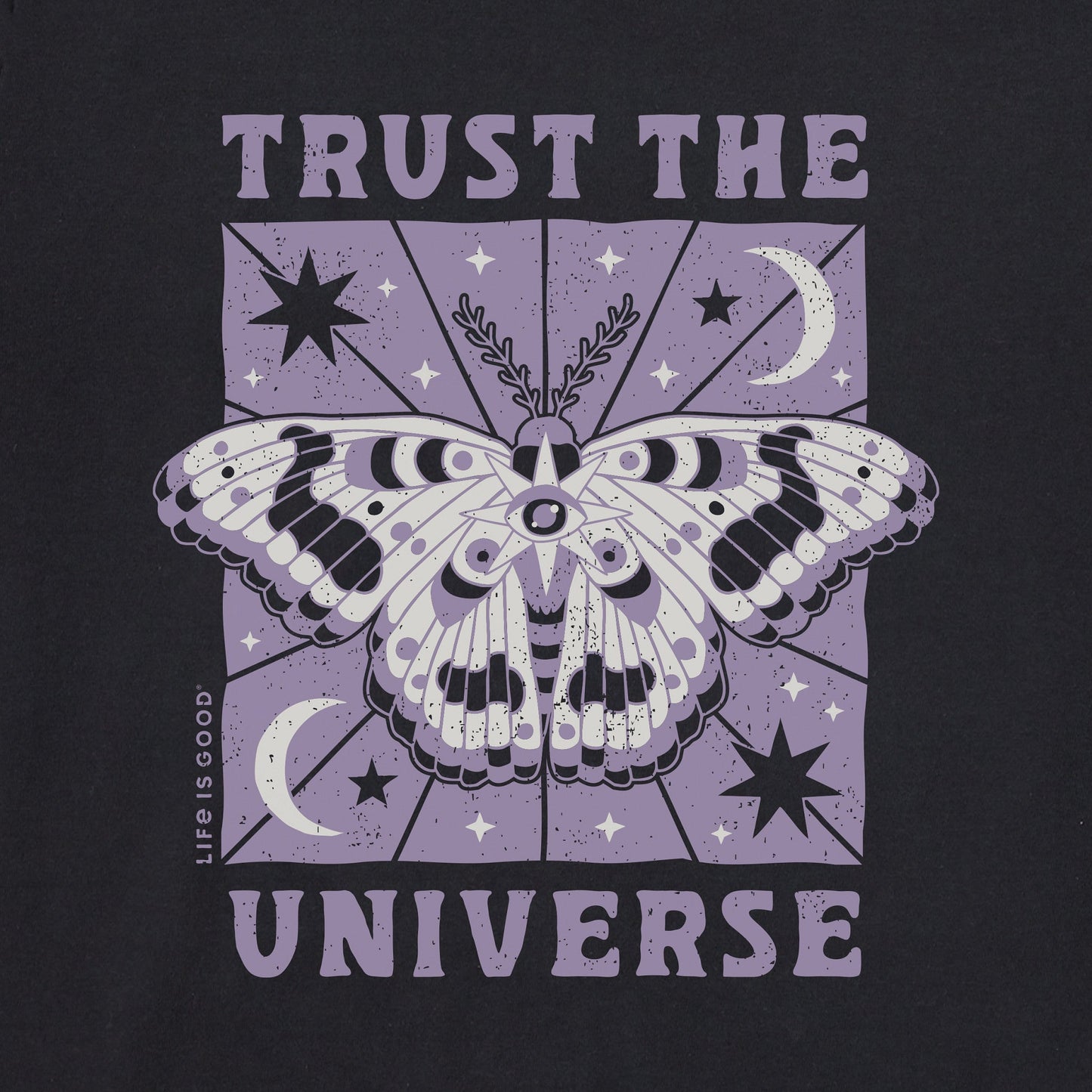 Women's Trust the Universe Moth Long Sleeve Crusher Boxy Tee