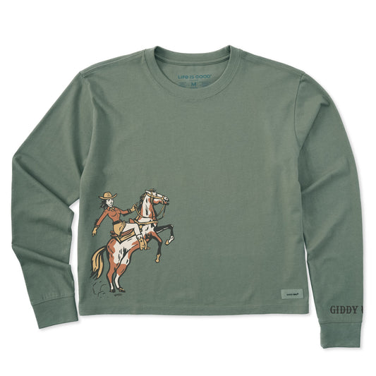 Women's Giddy Up! Long Sleeve Crusher Boxy Tee