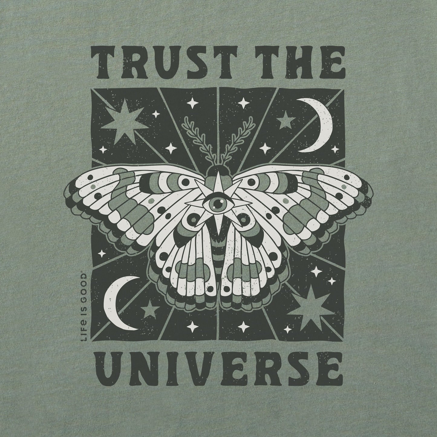 Women's Trust the Universe Moth Long Sleeve Crusher Boxy Tee