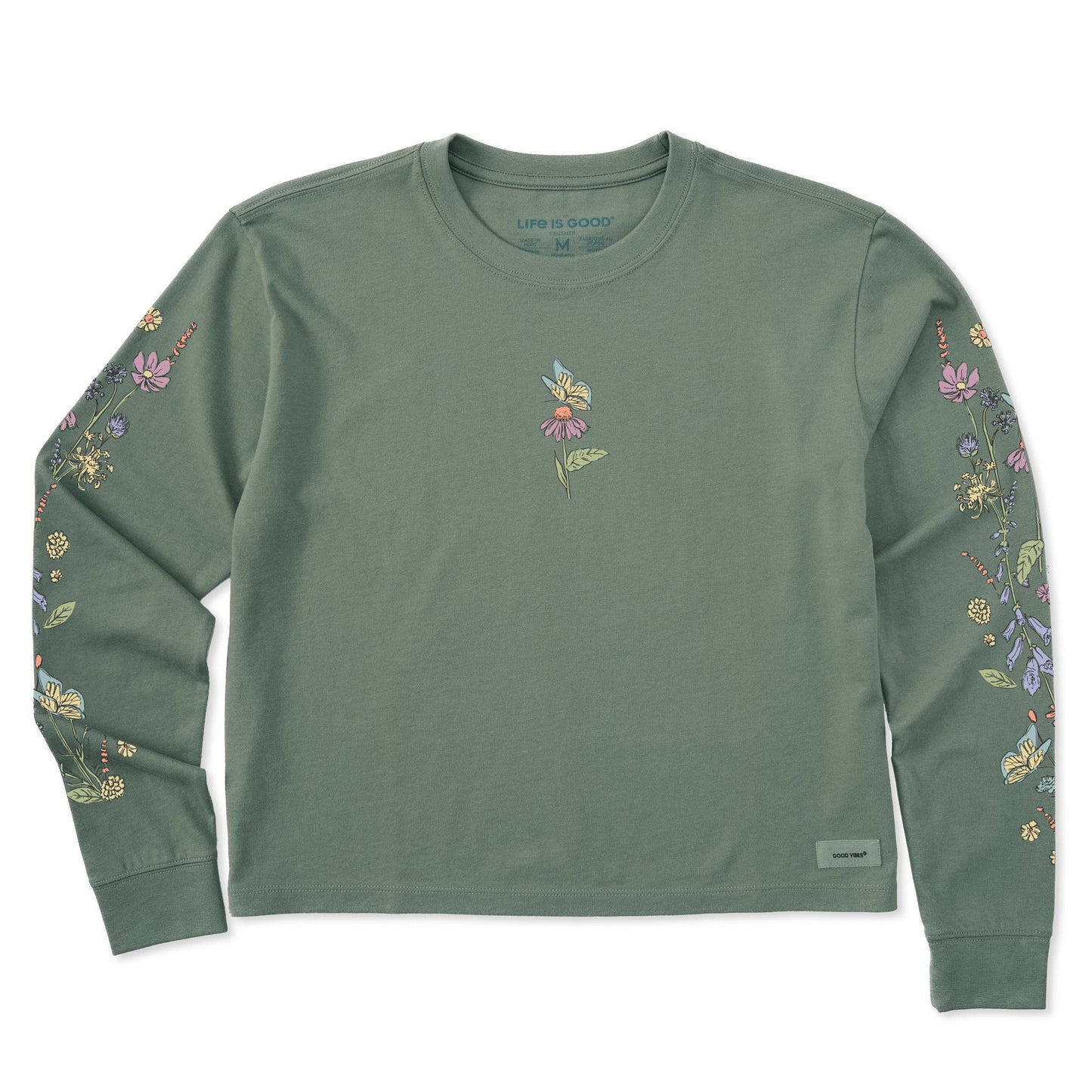 Women's Butterflies & Wildflowers Long Sleeve Crusher Boxy Tee