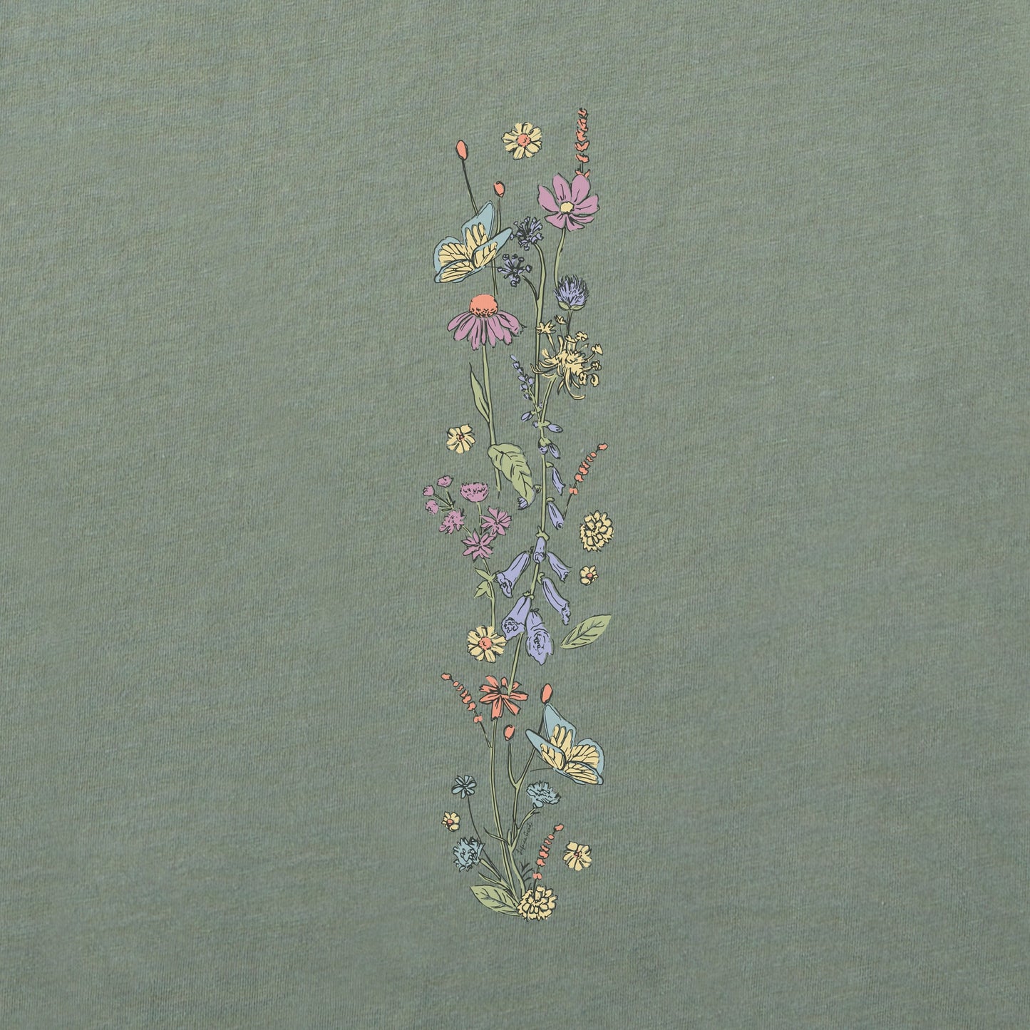 Women's Butterflies & Wildflowers Long Sleeve Crusher Boxy Tee