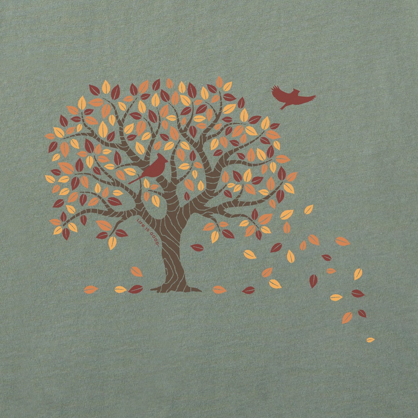 Women's Autumn Tree Leaves Long Sleeve Crusher Boxy Tee