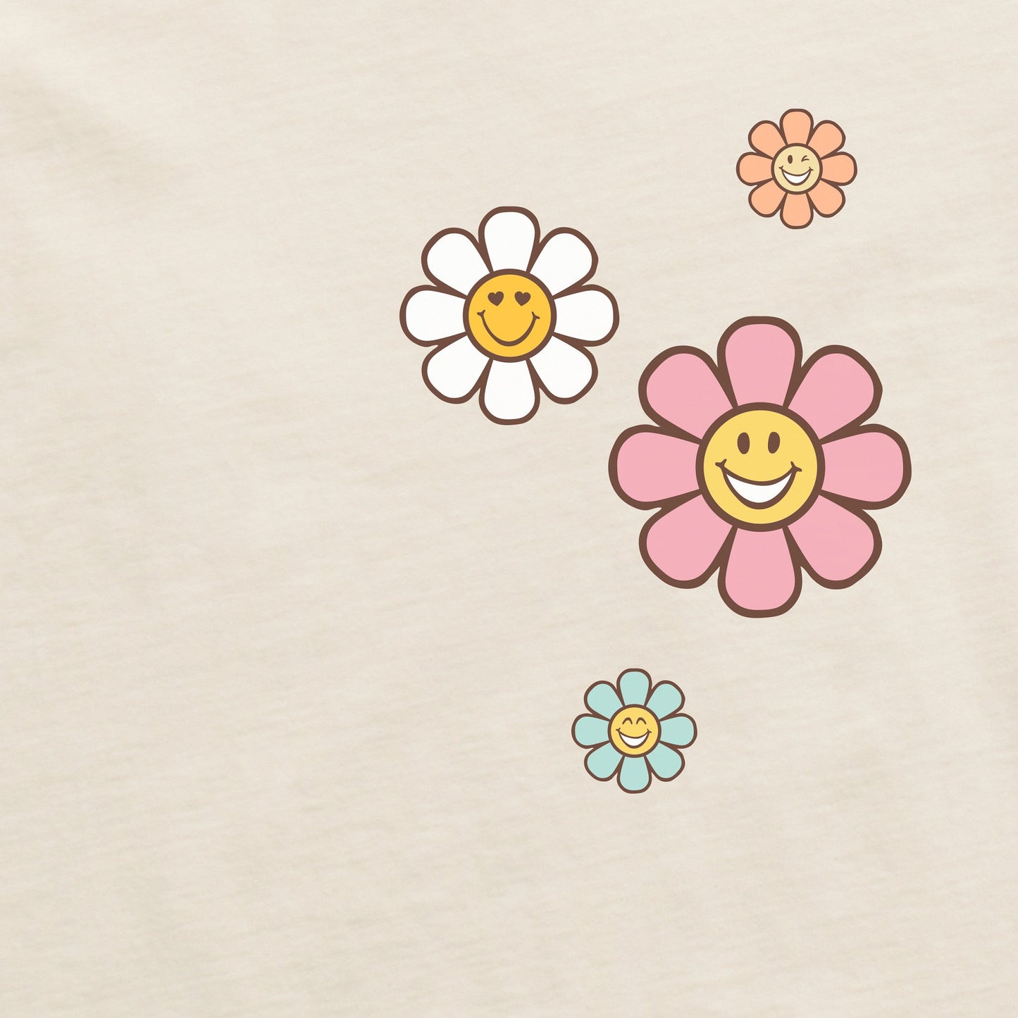 Women's Groovy Smiley Daisies Long Sleeve Crusher Boxy Tee