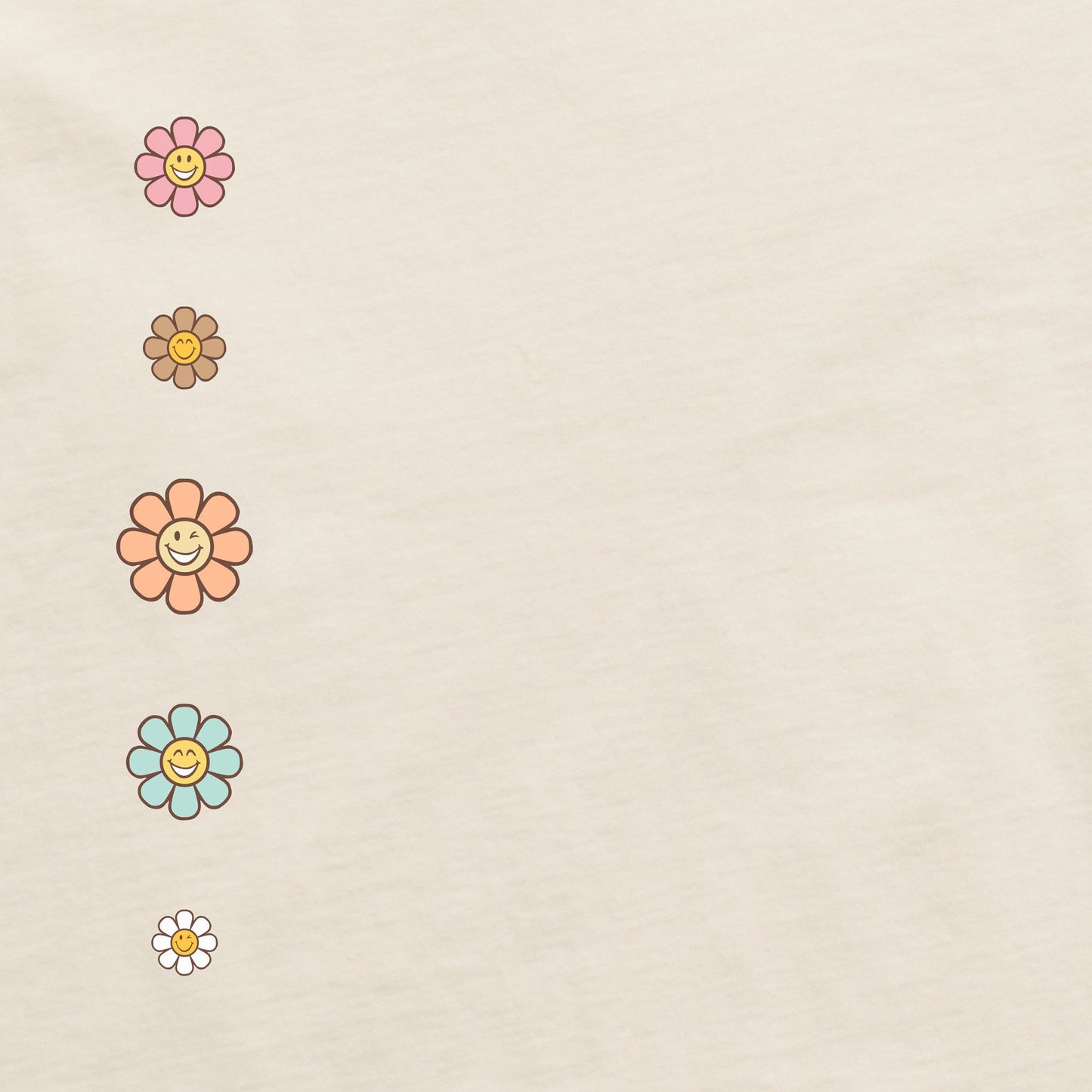 Women's Groovy Smiley Daisies Long Sleeve Crusher Boxy Tee