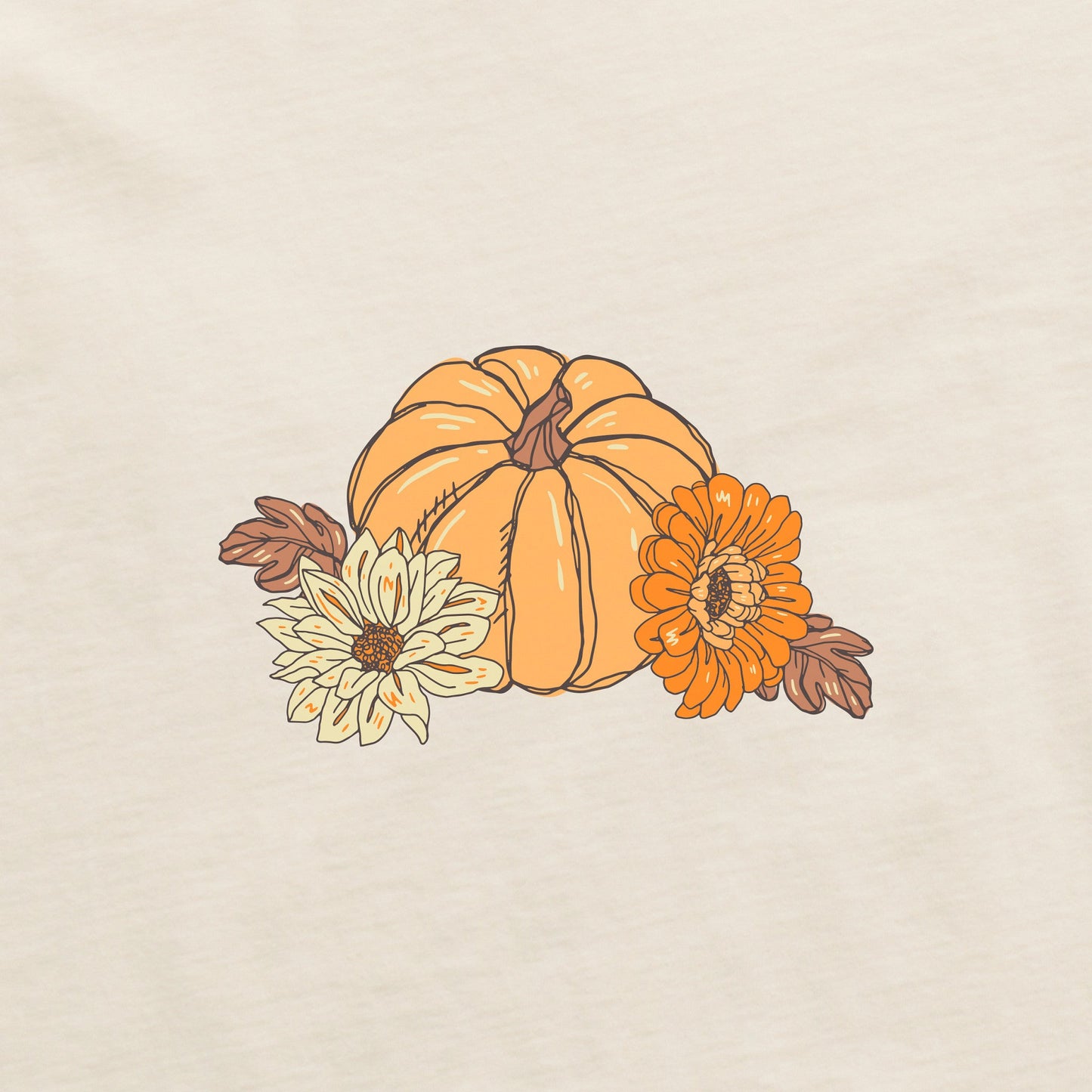 Women's Autumn Floral Pumpkins Long Sleeve Crusher Boxy Tee