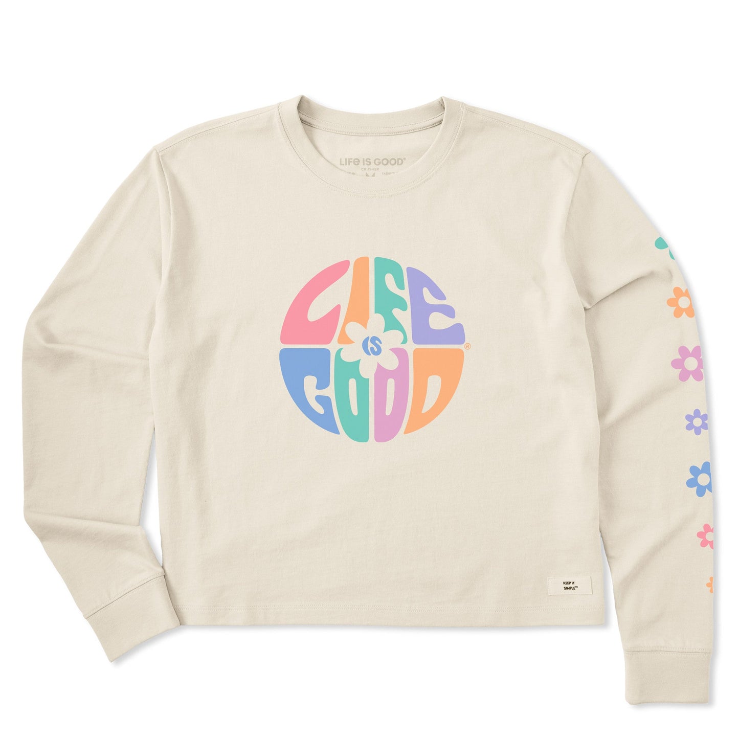 Women's Daisy Circle Psychedelic Long Sleeve Crusher Boxy Tee