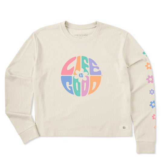 Women's Daisy Circle Psychedelic Long Sleeve Crusher Boxy Tee