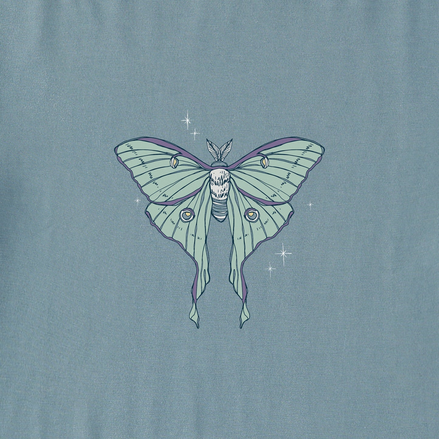 Women's Celestial Luna Moth Long Sleeve Crusher Boxy Tee