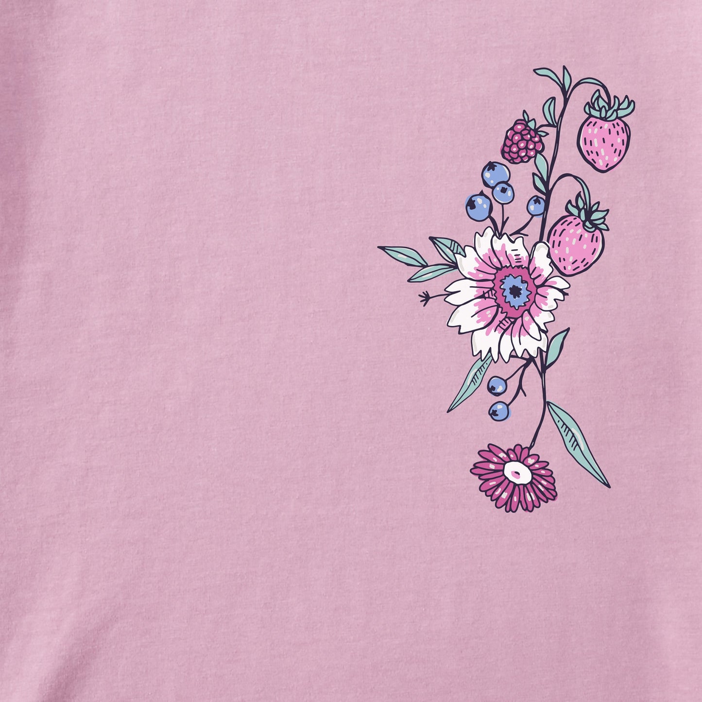 Women's Strawberry Flower Vines Long Sleeve Crusher Boxy Tee