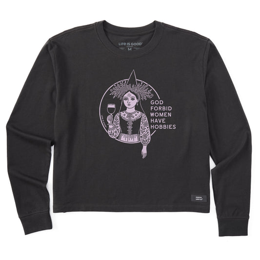 Women's Flower Hobbies Long Sleeve Crusher Boxy Tee