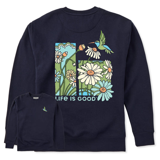Adult Unisex Life is Good Hummingbird Every Wear Crew Sweatshirt