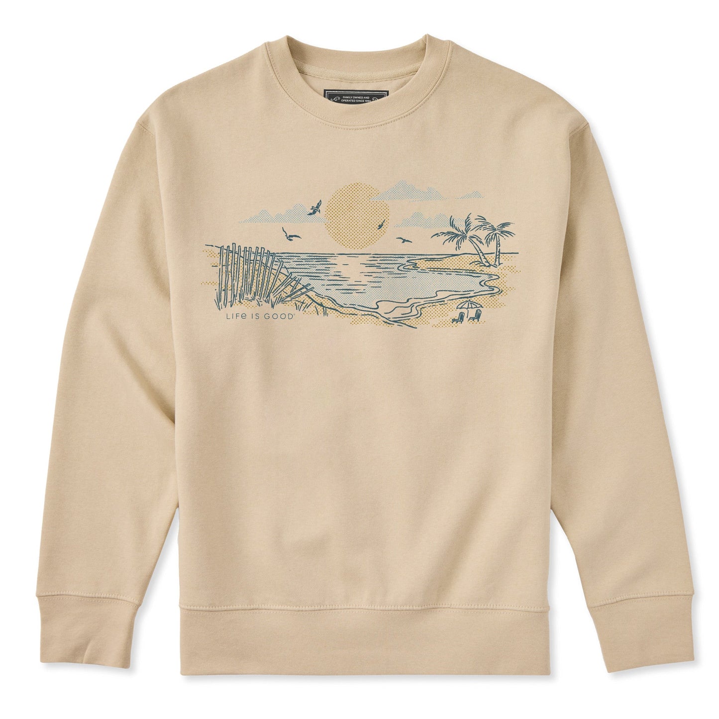 Adult Unisex Halftone Beach Vibes Every Wear Crew Sweatshirt