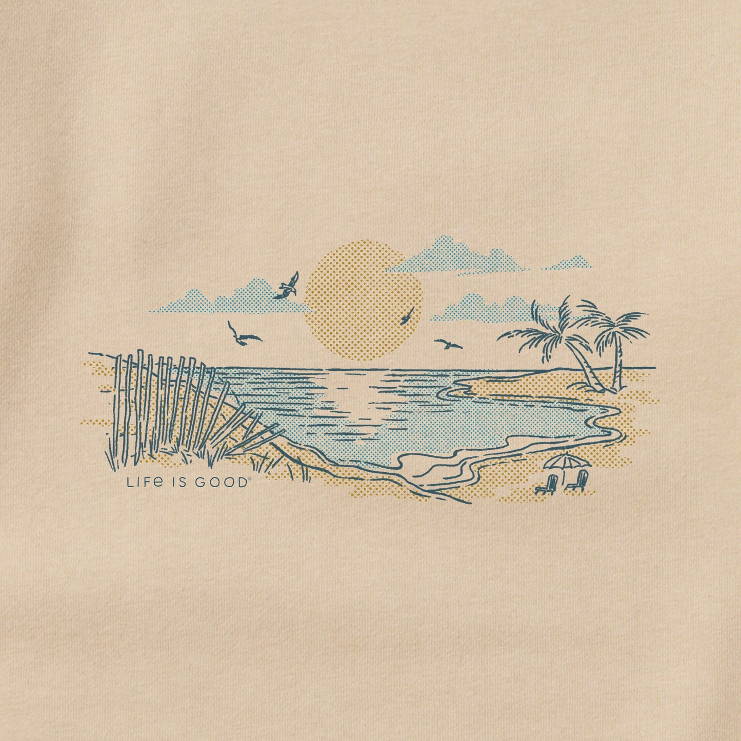 Adult Unisex Halftone Beach Vibes Every Wear Crew Sweatshirt