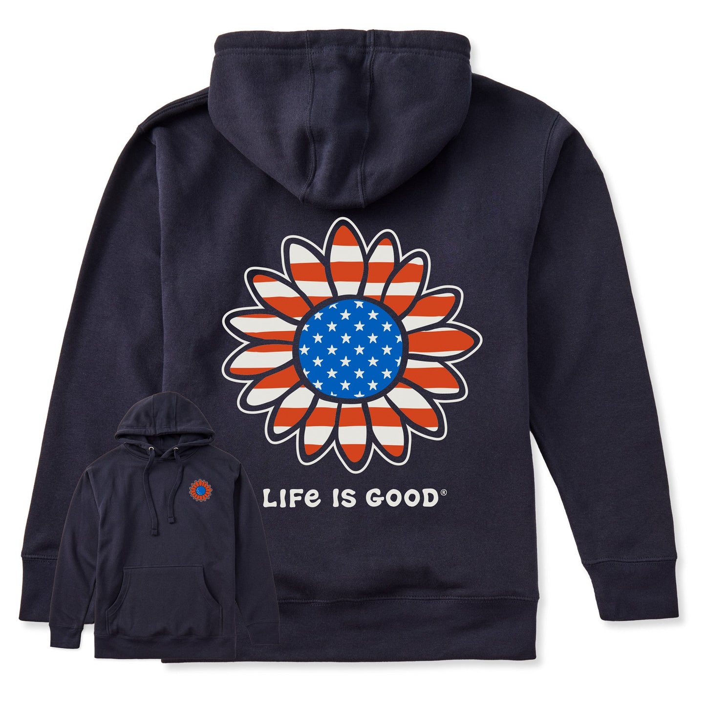 Adult Unisex Vintage Patriotic Sunflower Every Wear Hoodie Sweatshirt
