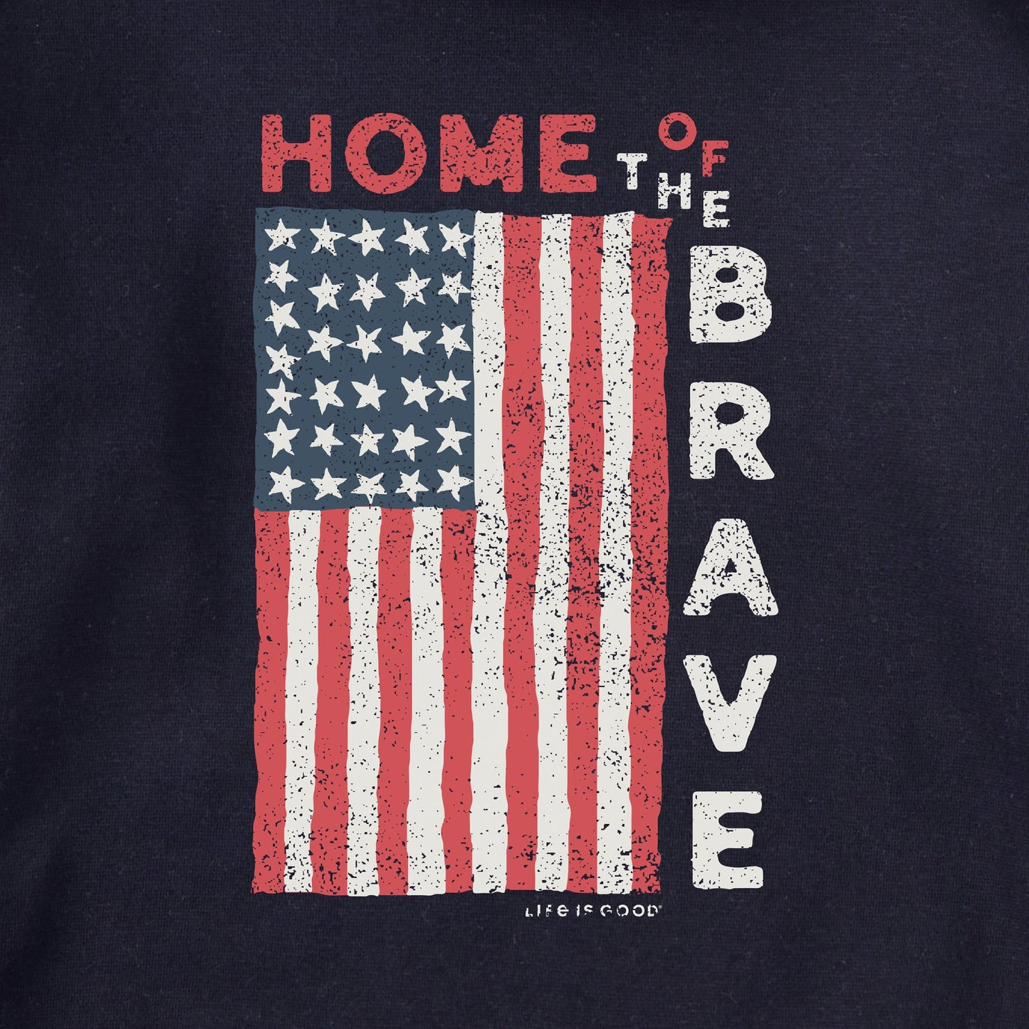 Adult Unisex Home of the Brave Raggedy Flag Every Wear Hoodie Sweatshirt