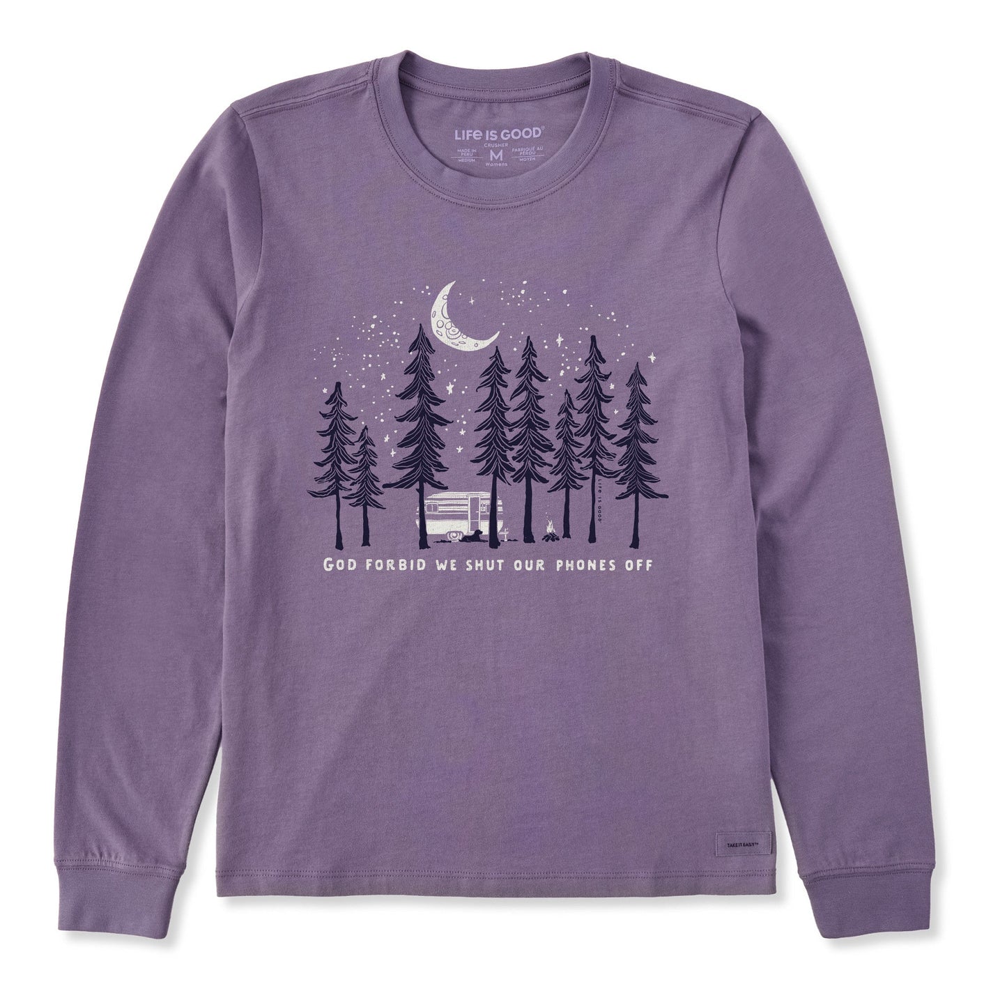 Women's God Forbid We Shut Our Phones Off Long Sleeve Crusher Tee