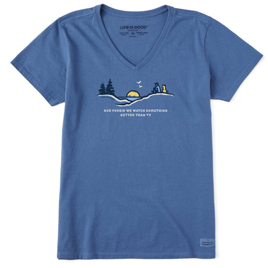 Women's God Forbid Sunset Short Sleeve Crusher Vee