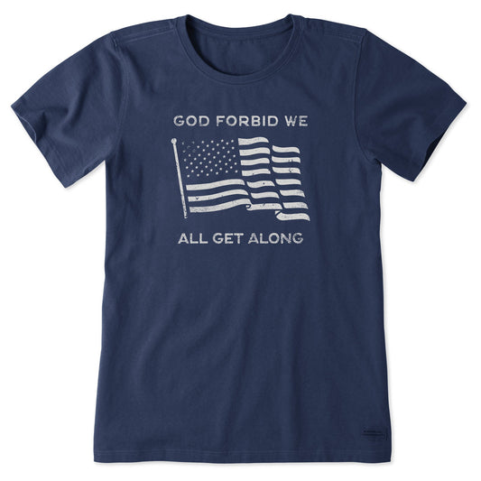 Women's For Forbid We All Get Along Short Sleeve Crusher Tee