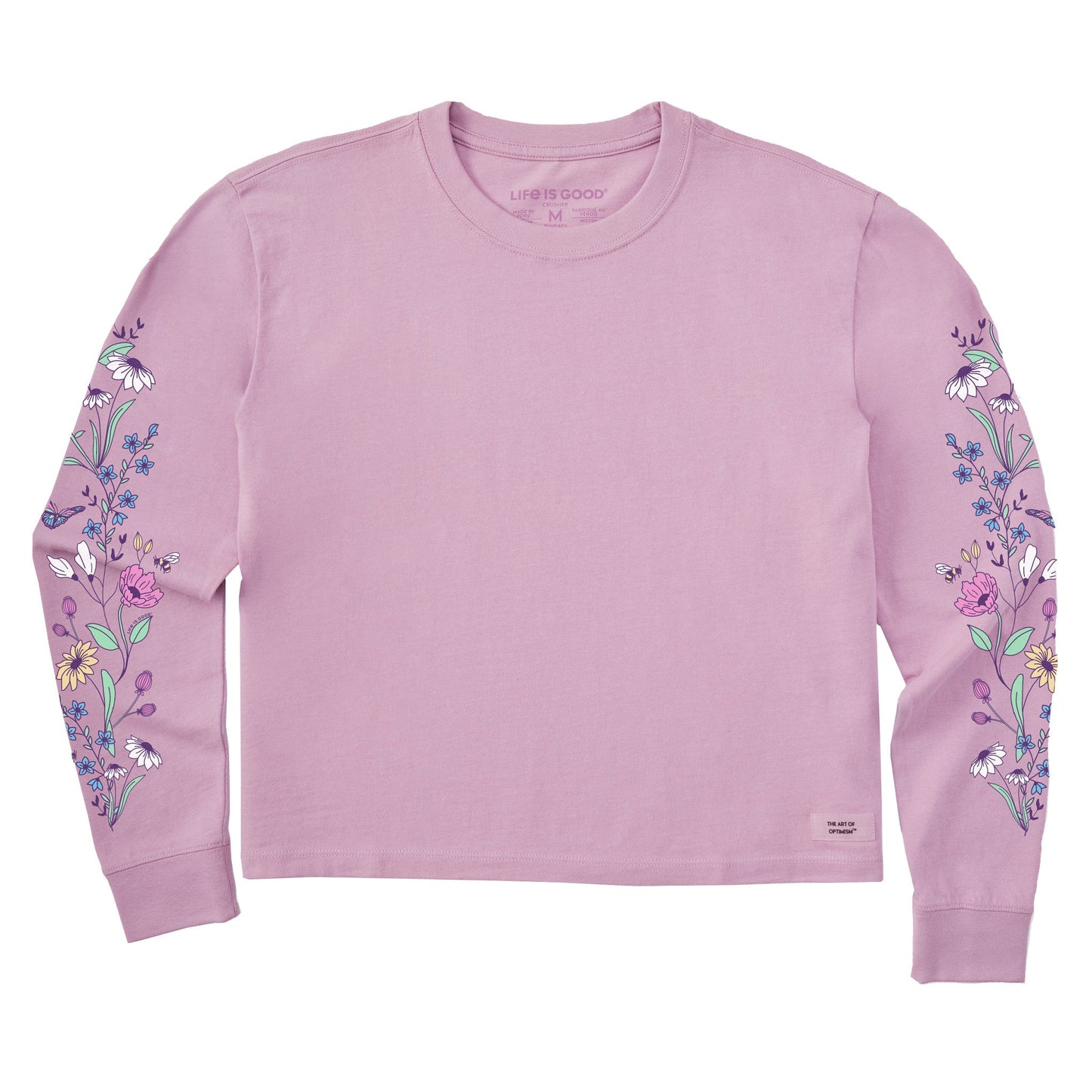 Women's Wildflowers and Bees Long Sleeve Crusher Boxy Tee