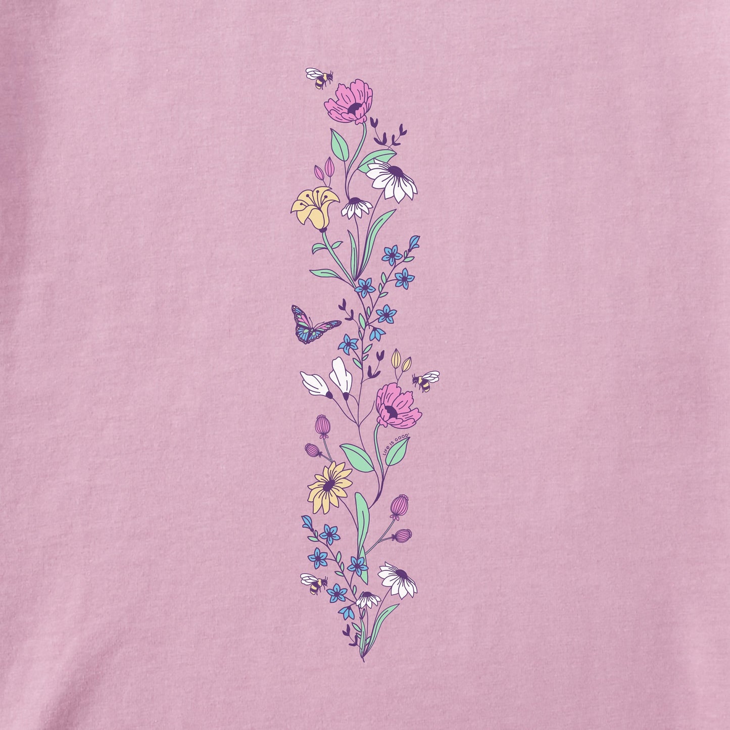 Women's Wildflowers and Bees Long Sleeve Crusher Boxy Tee