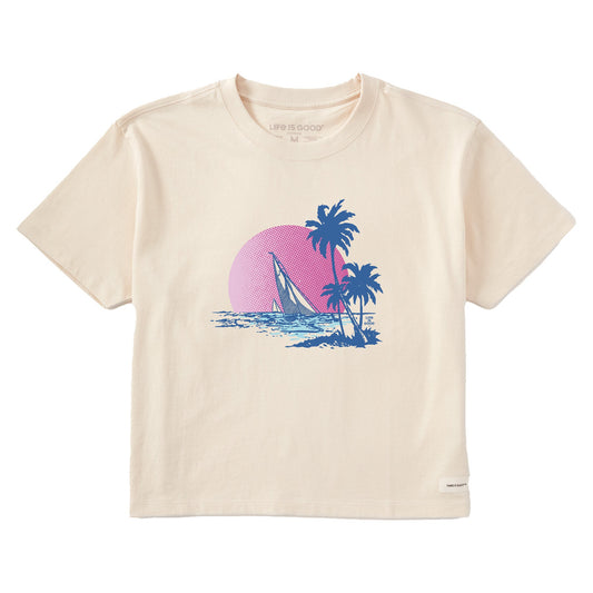 Women's Sailboat Cruise Short Sleeve Crusher Boxy Tee