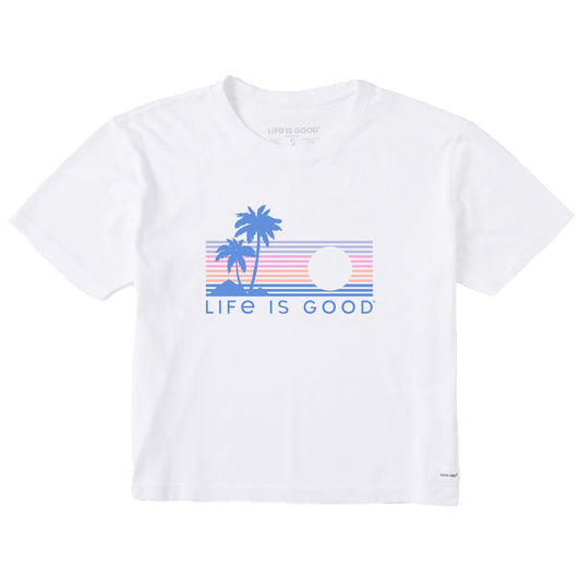 Women's Striped Sunset Short Sleeve Crusher Boxy Tee