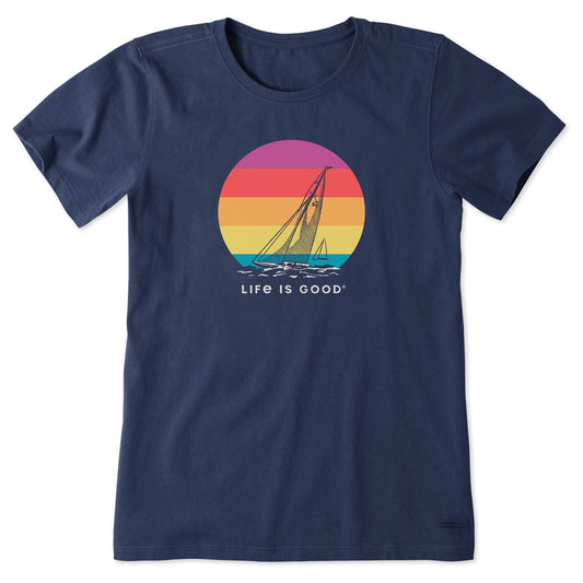 Women's Sailboat Sunset Short Sleeve Crusher Tee