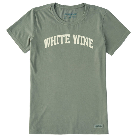 Women's White Wine Arch Short Sleeve Crusher Tee