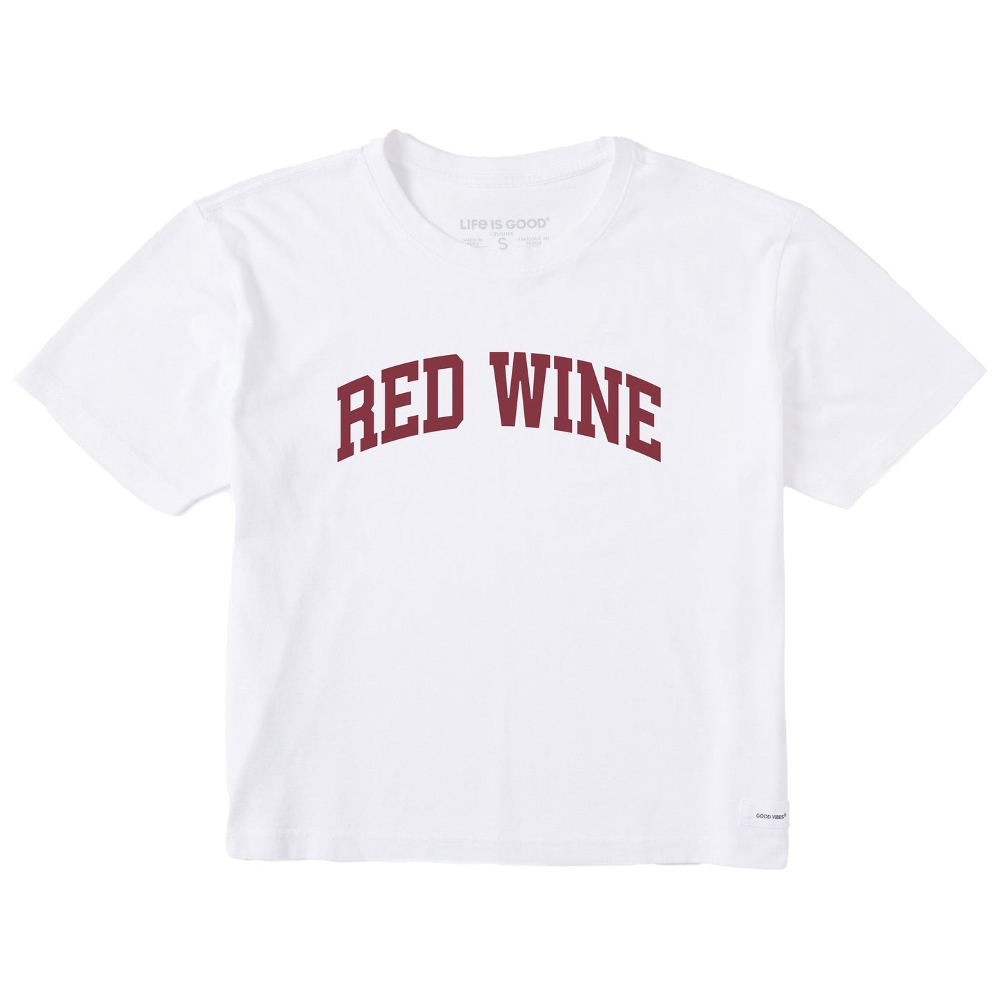 Women's Red Wine Arch Short Sleeve Crusher Boxy Tee