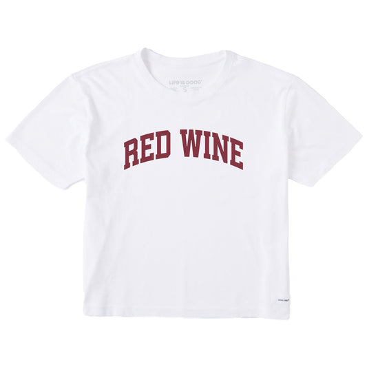 Women's Red Wine Arch Short Sleeve Crusher Boxy Tee