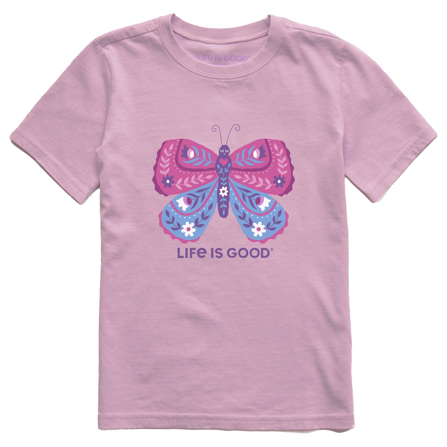 Kids Butterfly Flowers Short Sleeve Crusher Tee