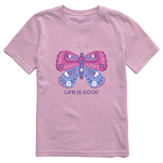 Kids Butterfly Flowers Short Sleeve Crusher Tee