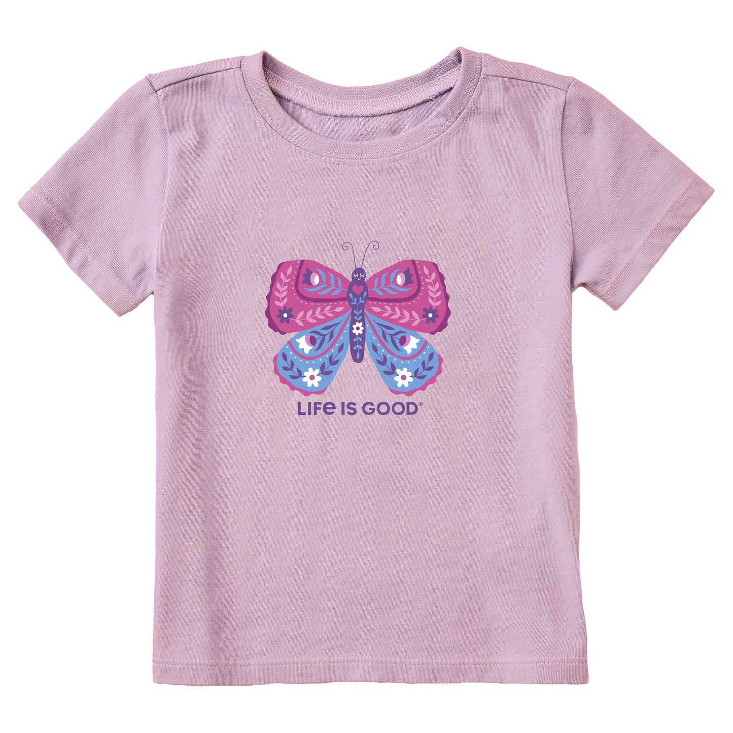 Toddler Butterfly Flowers Short Sleeve Crusher Tee
